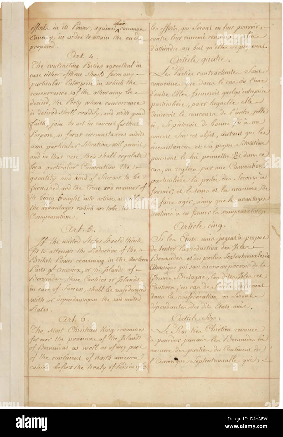 Treaty of Alliance with France, Page 3 Stock Photo - Alamy