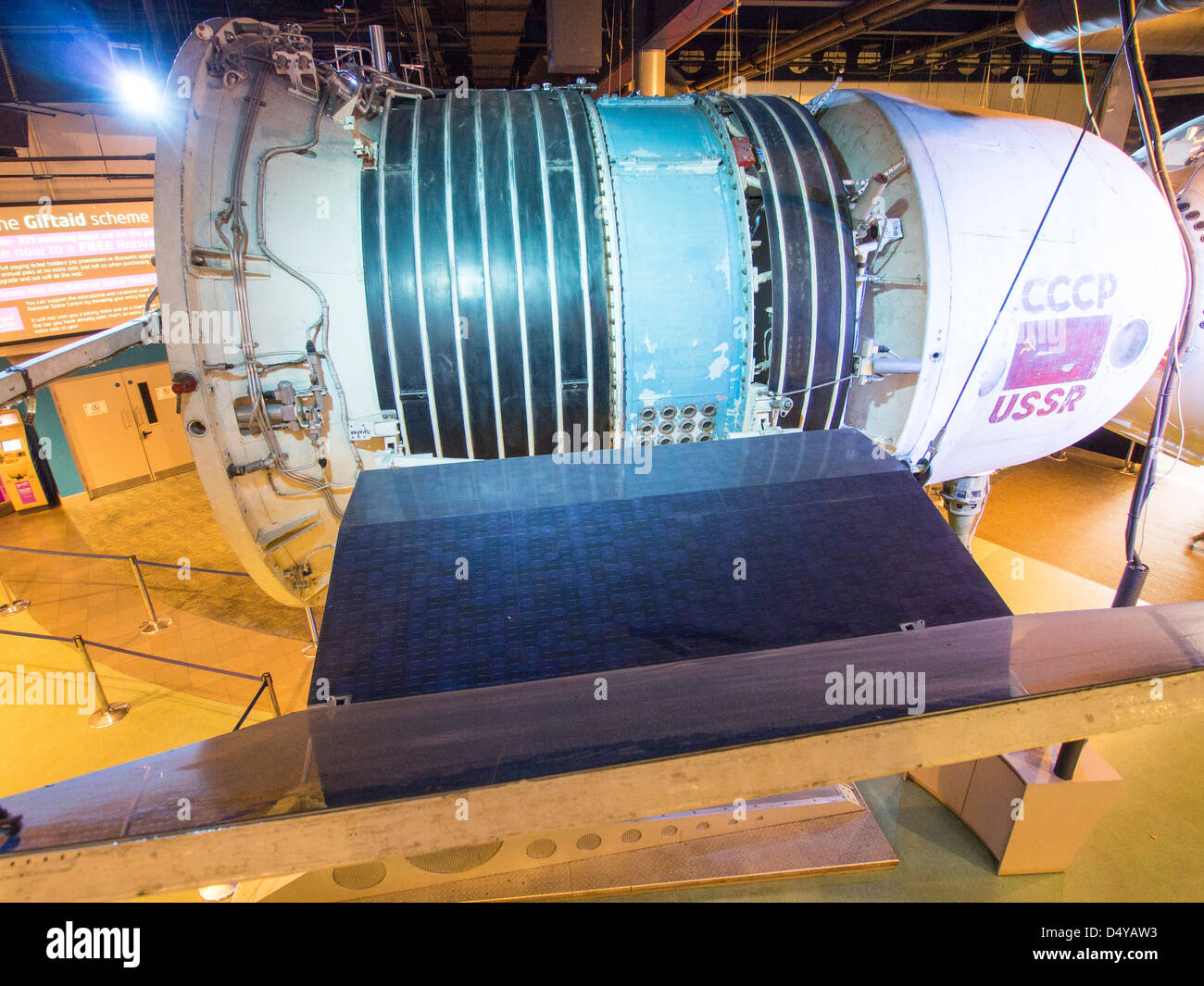 A 1960's Russian Soyuz space craft in the National Space Centre in Leicester, UK. Stock Photo