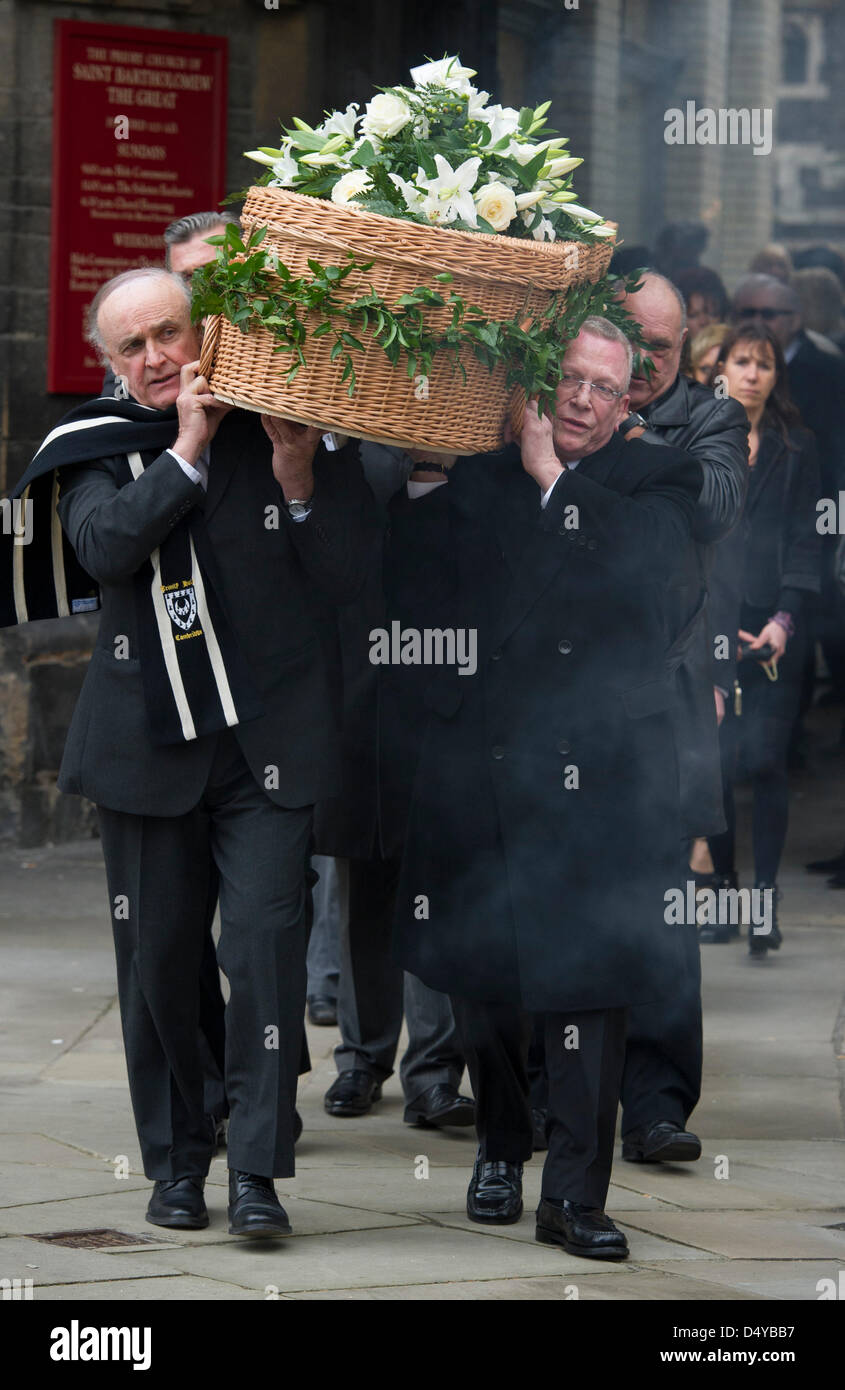 London, UK. 20th March 2013. Funeral of great train robber, Bruce Reynolds, St Bartholomew The Great, London, Wednesday 20th March, 2013. Credit:  London Entertainment / Alamy Live News Stock Photo
