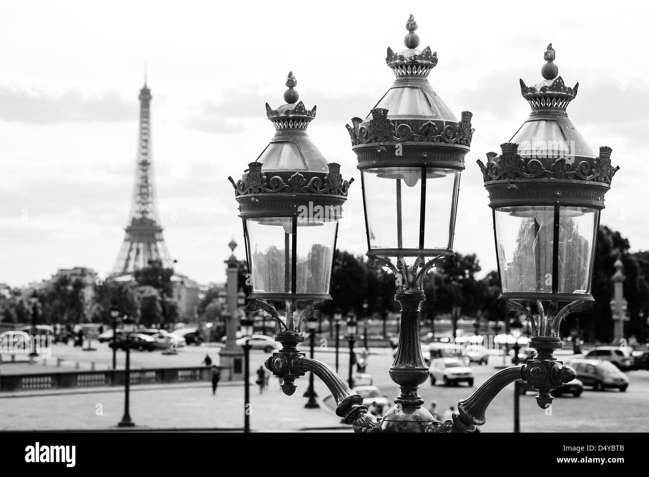 The Eiffel Tower in the distance in Paris shot from Jardin des ...