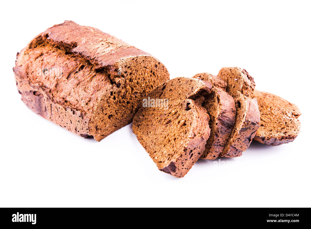 Fresh sliced homemade whole grain brown bread with cereals isolated on white Stock Photo Alamy