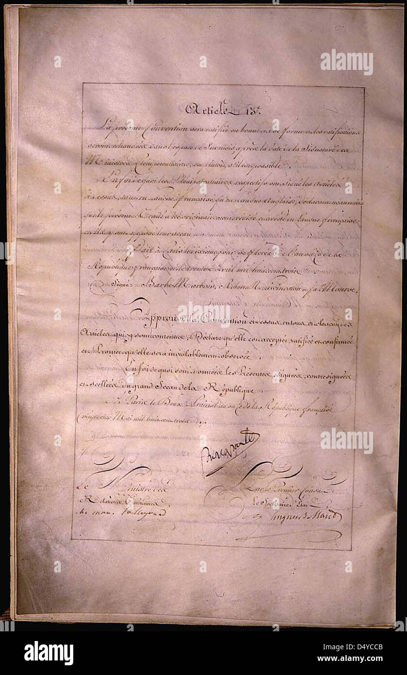 Louisiana Purchase Treaty, Page 2 Stock Photo