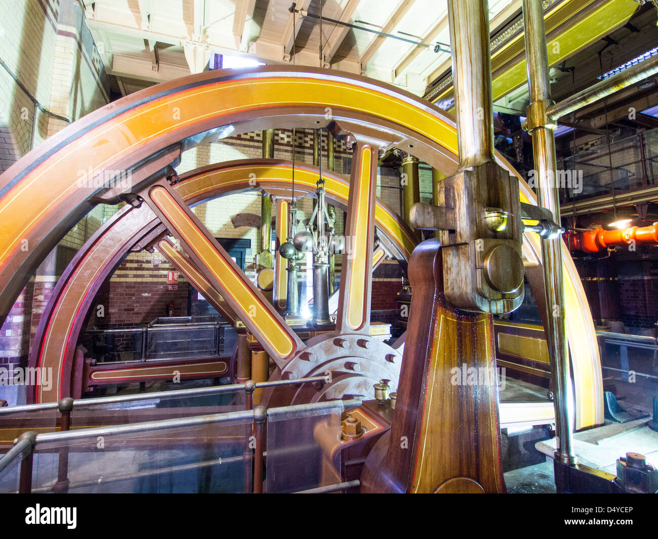 A Victorian steam engine in a sewage pumping station in Leicester, UK. Stock Photo