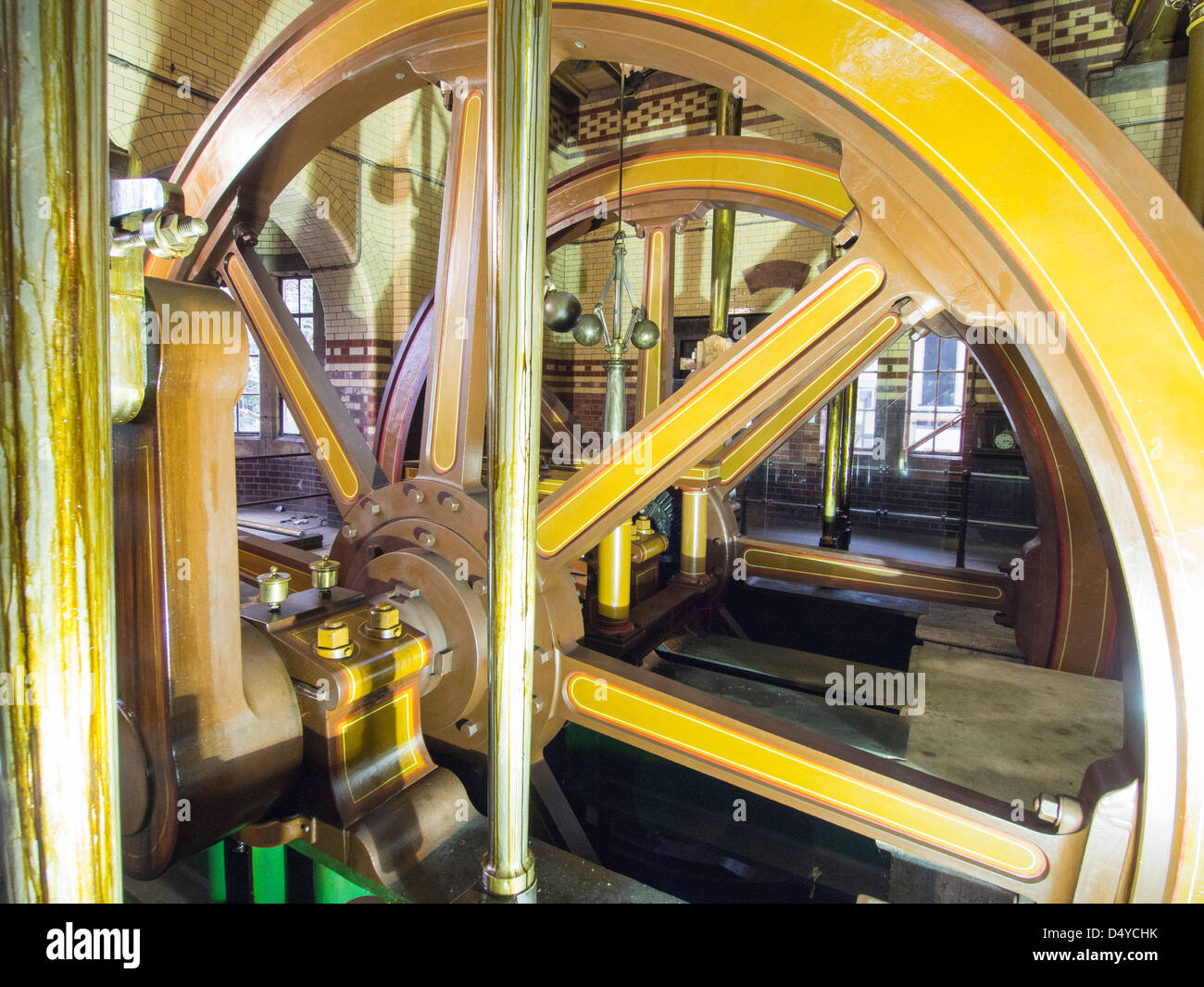 A Victorian steam engine in a sewage pumping station in Leicester, UK. Stock Photo