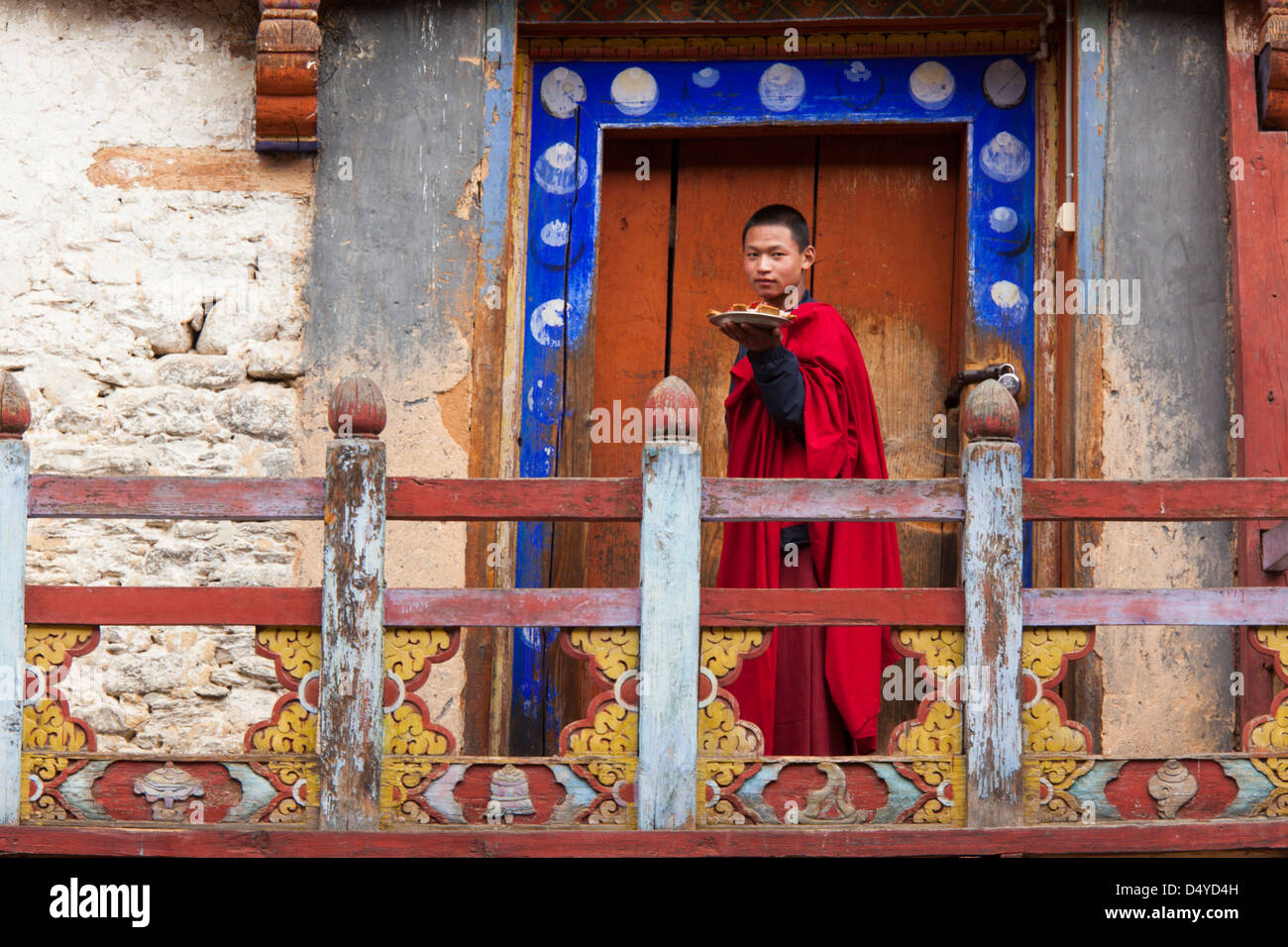 Monk, Paro Valley, Bhutan Stock Photo