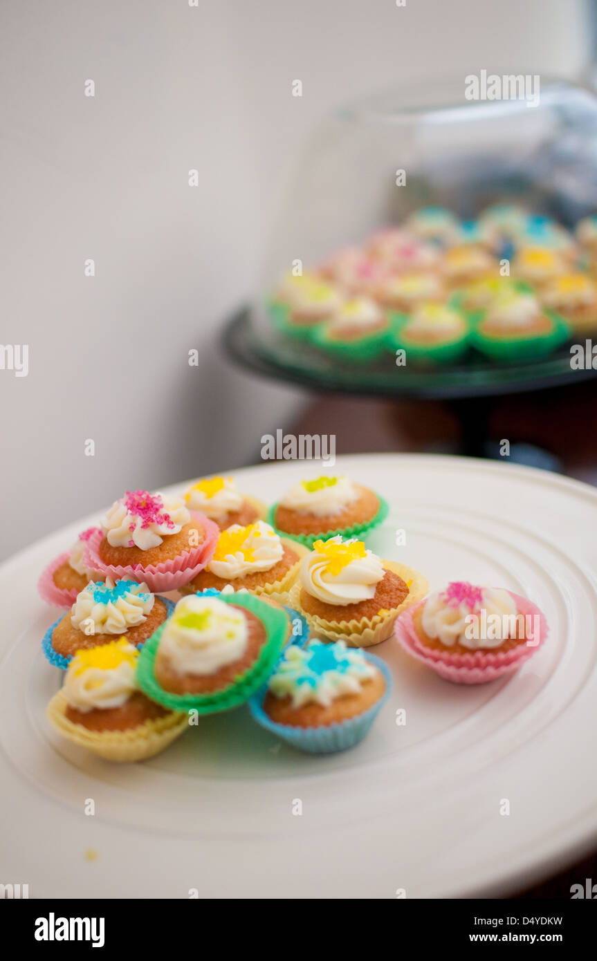A collection of homemade mini cupcakes. Stock Photo