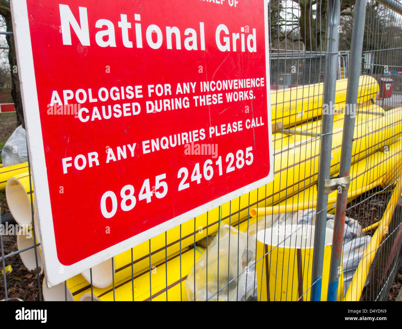 New gas mains pipe being fitted in Barrow on soar, Leicestershire, UK