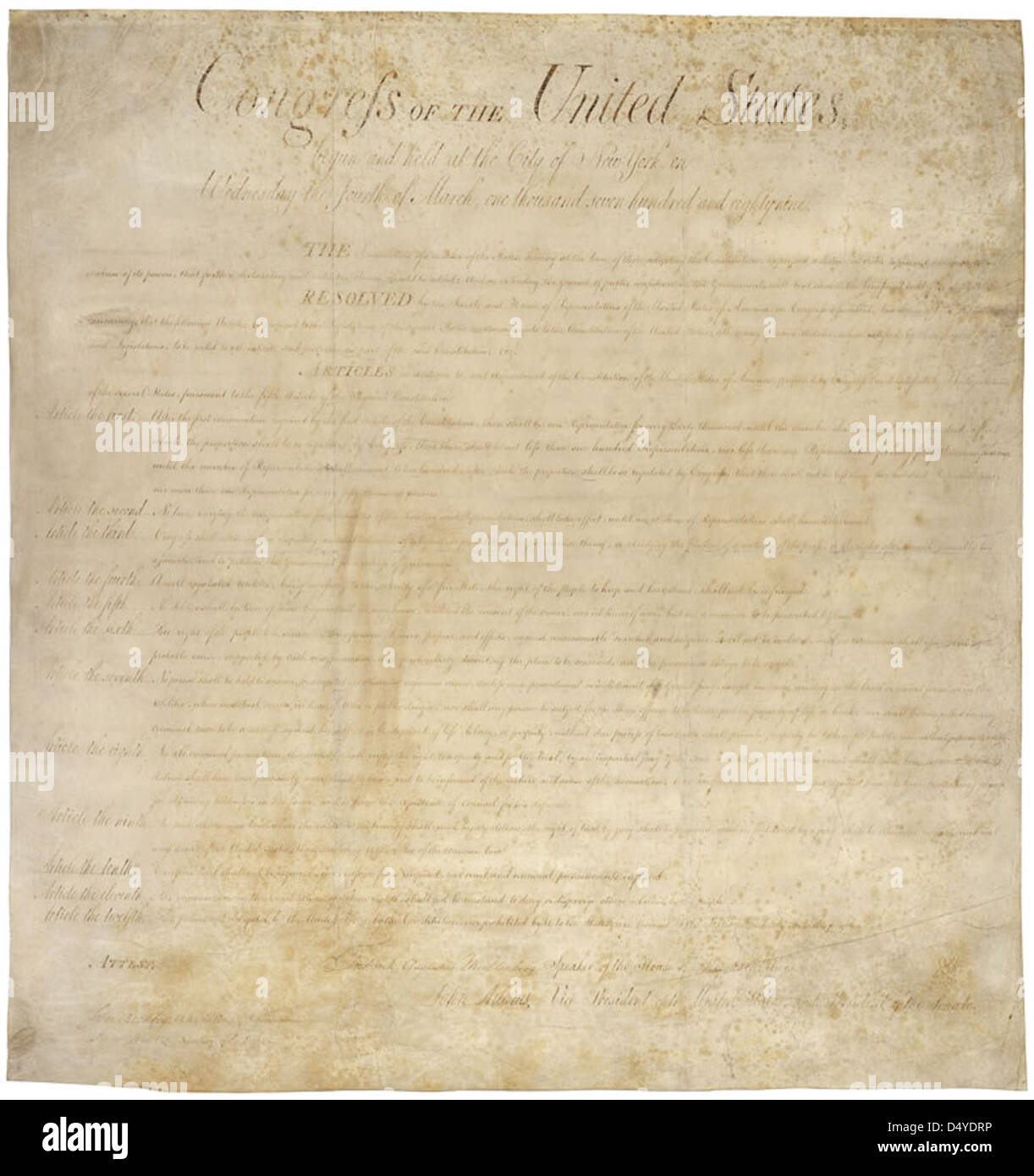 Bill Of Rights National Archives High Resolution Stock Photography and ...