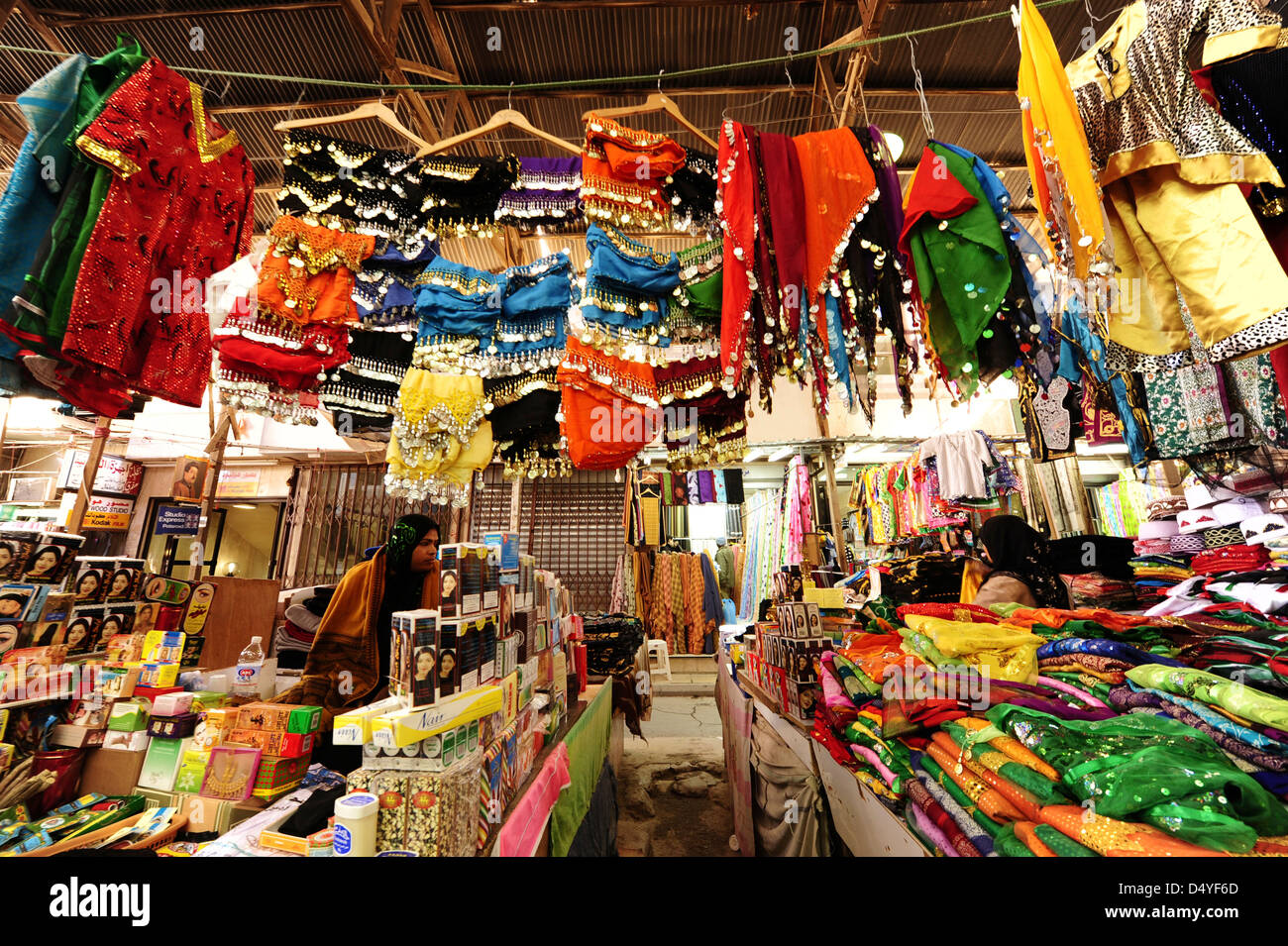 Kuwait, Kuwait City, local colorful market with traditional cloths