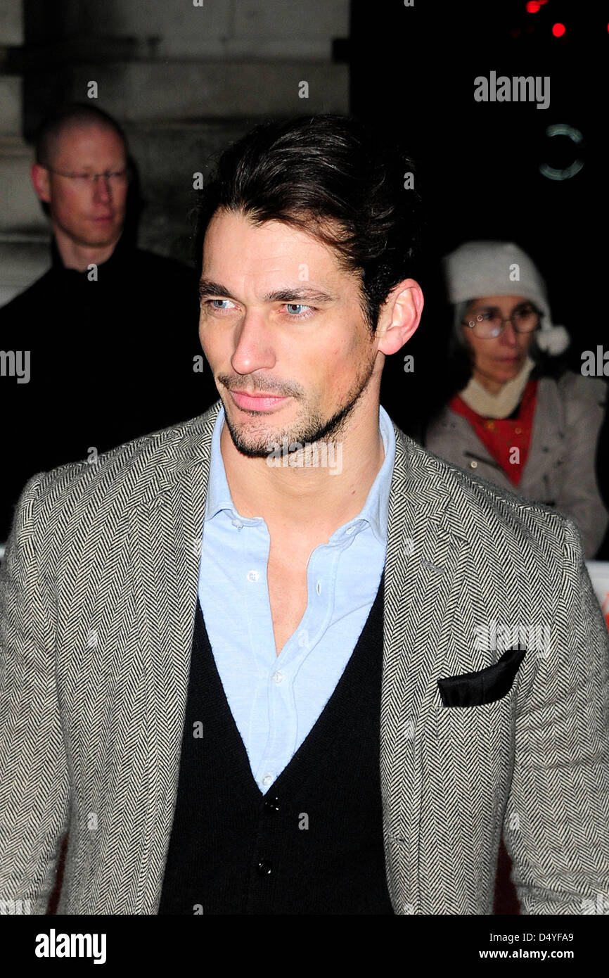 London, UK. 20th March 2013. David Gandy  attends the Private View of 'David Bowie is influencing your behaviour'  . The Board of Trustees and Directors of the Victoria and Albert Museum Invite David Bowie. Credit: Maurice Clements / Alamy Live News Stock Photo