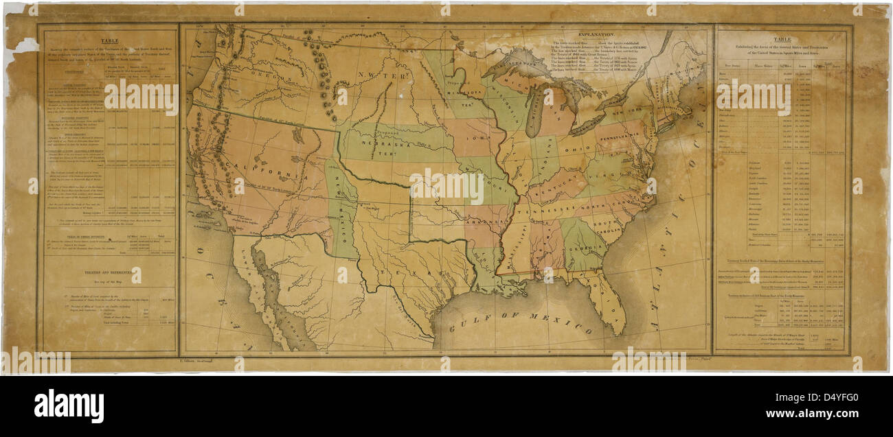 United states map 1848 hi res stock - Map Of The United States Including Western Territories 121848 D4YFG0