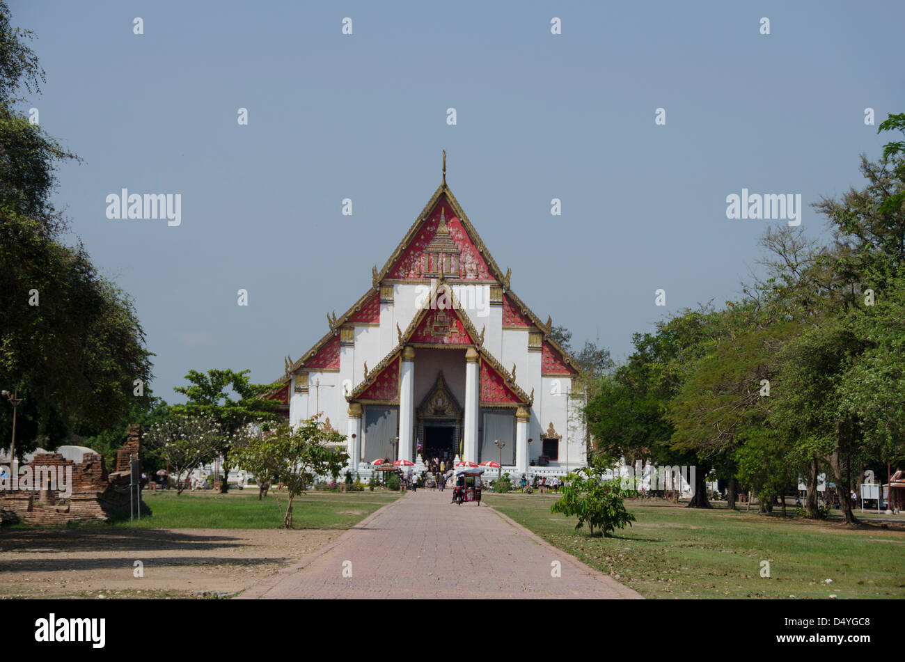 Thailand, Ayutthaya. Phra Mongkonbophit, path to main temple complex. UNESCO Stock Photo