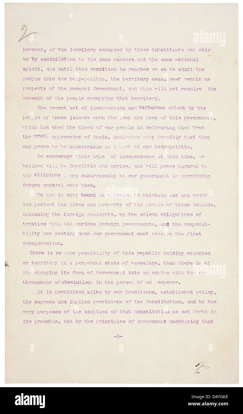 Petition to the Senate from the National Businessmen's League, 12/02/1899 (page 2 of 4) Stock Photo