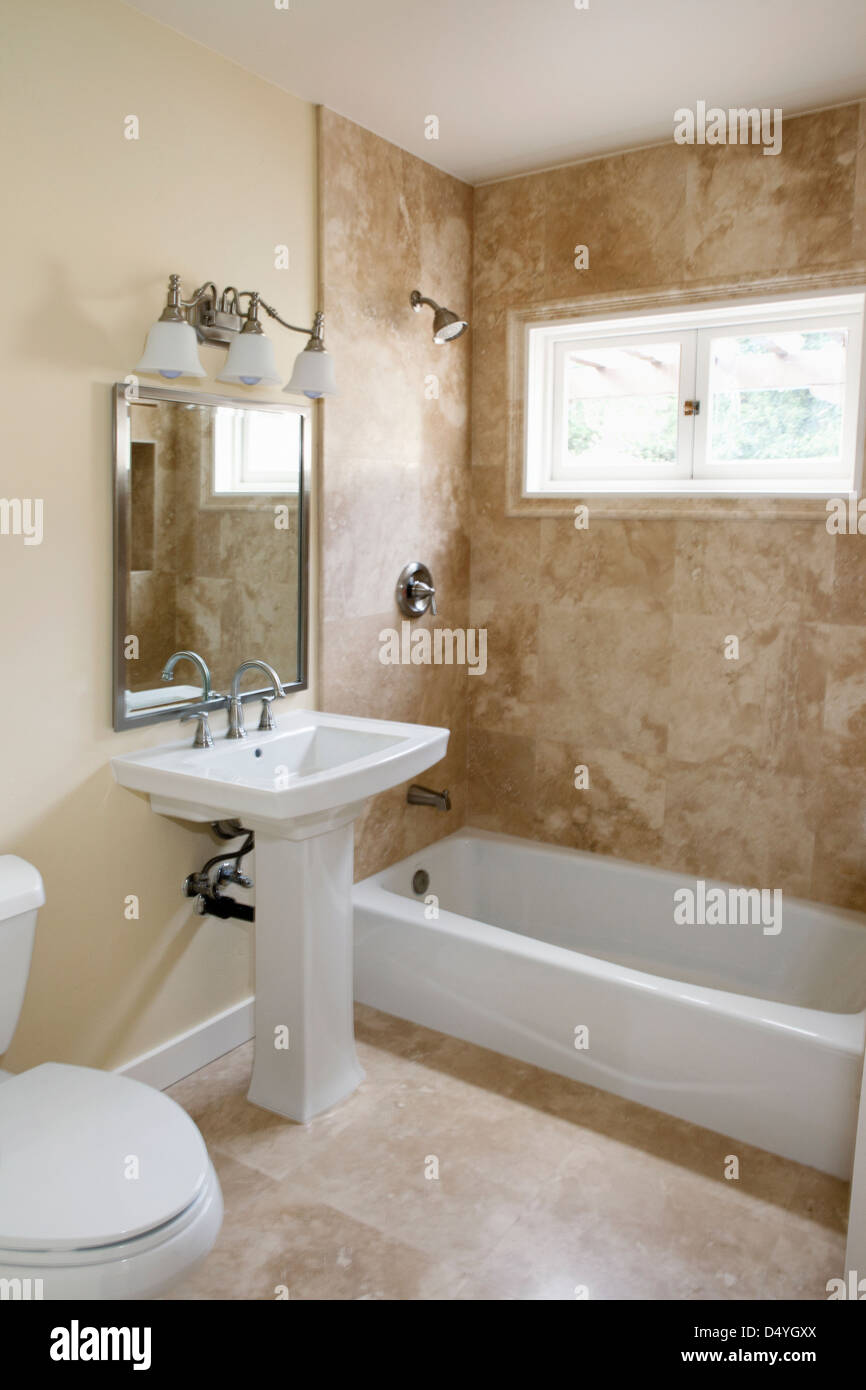 Pedestal sink in bathroom, Pasadena, California, USA Stock Photo Alamy