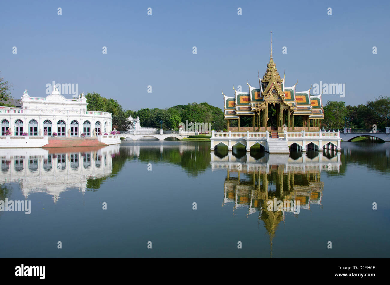 Thailand, Bangkok. Ayuthaya Province. Bang Pa-in Palace (aka Royal Summer Palace). Aisawan Dhipaya Asana Pavilion. Stock Photo