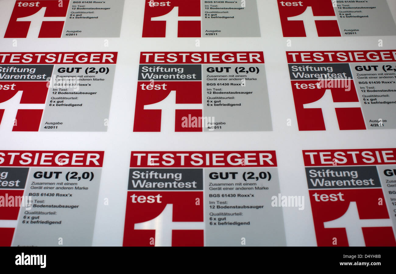 Berlin, Germany, Test results of the Stiftung Warentest Stock Photo