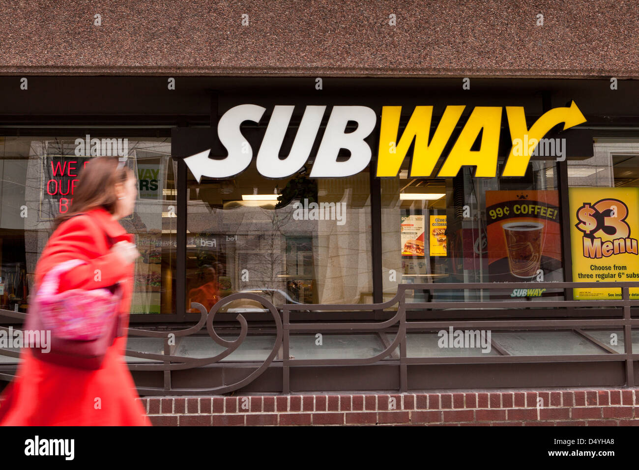 Subway restaurant storefront - USA Stock Photo
