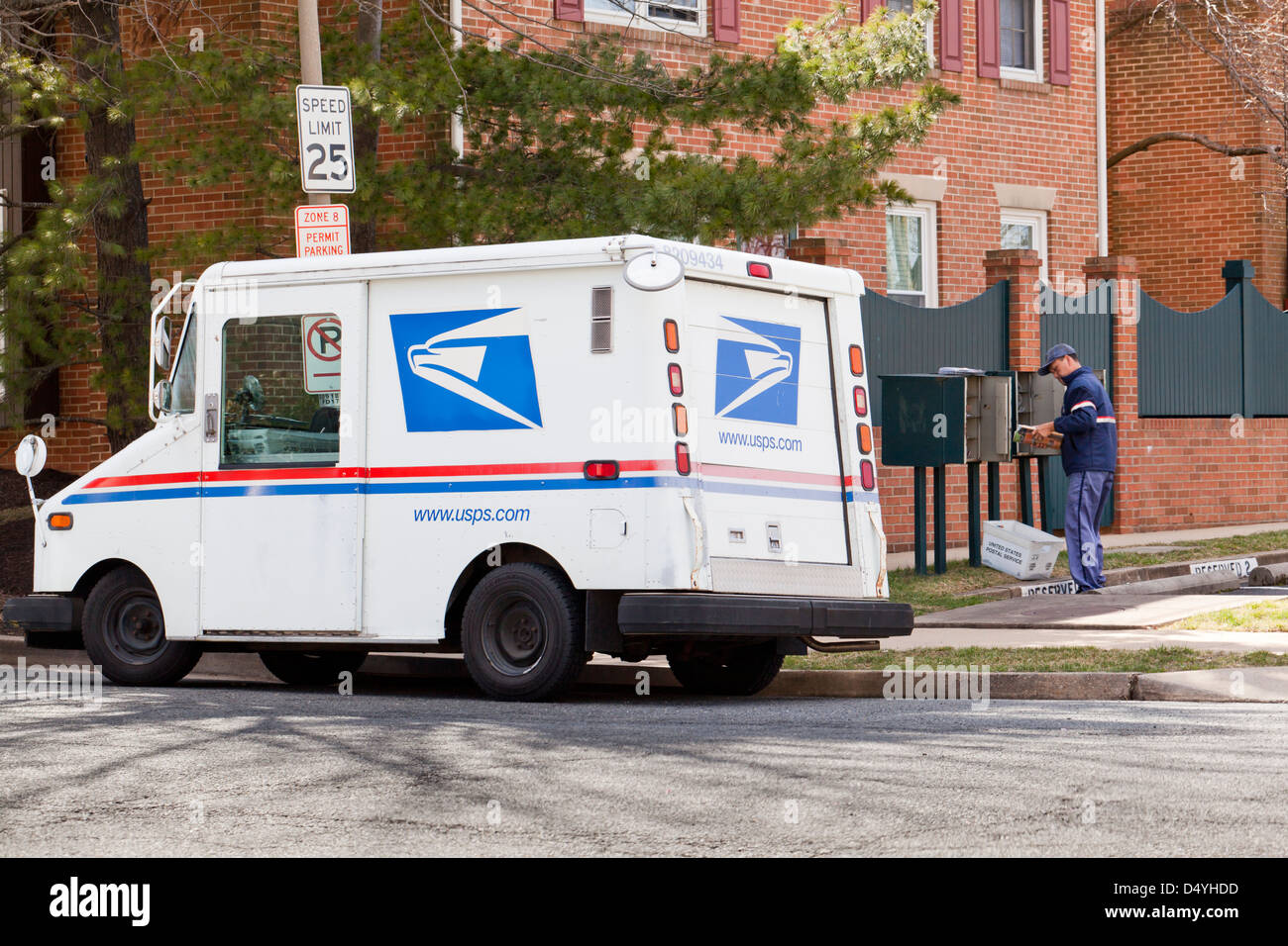 US Mail delivery truck - Arlington, Virginia USA Stock Photo