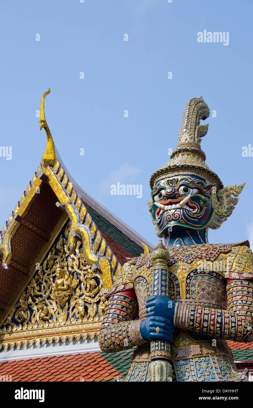Thailand, Bangkok. The Grand Palace. The Upper Terrace monuments with mythological creature. Stock Photo
