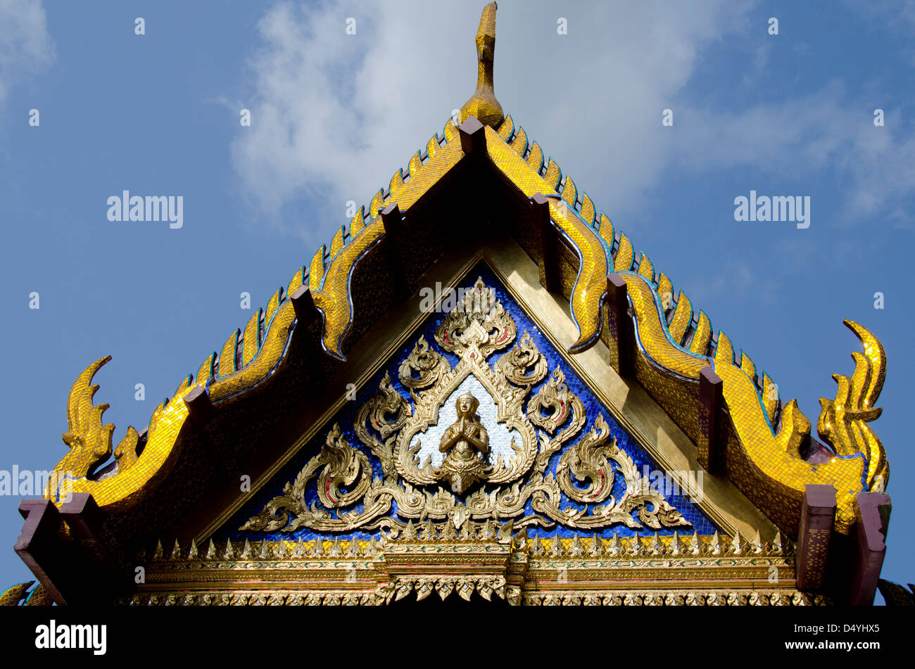 Thailand, Bangkok. Wat Phra Keo, The Royal Monastery of the Emerald Buddha. Temple roof detail. Stock Photo