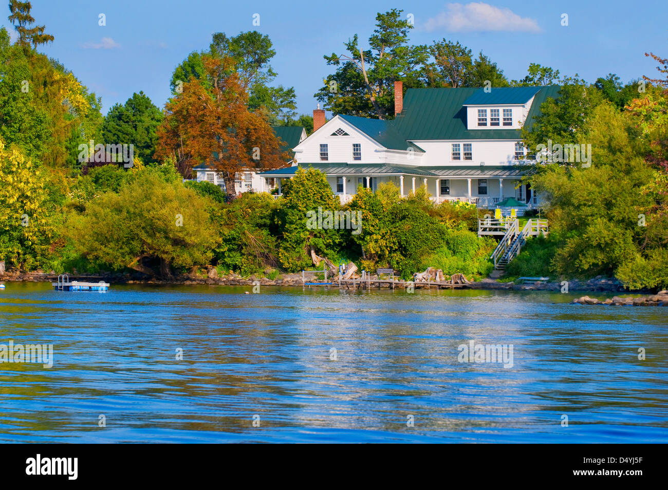 Multiple story home on lake, Grand Isle, Vermont, USA Stock Photo Alamy