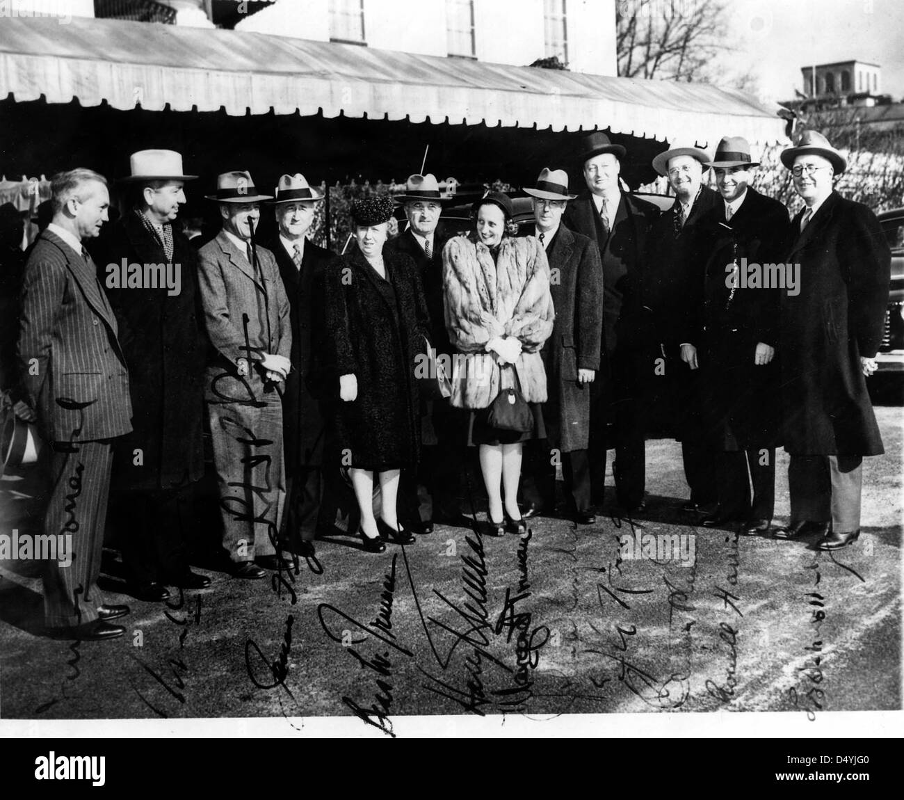 Photograph of President Harry S. Truman with Cabinet and Family Leaving the Capitol, 01/06/1947 Stock Photo