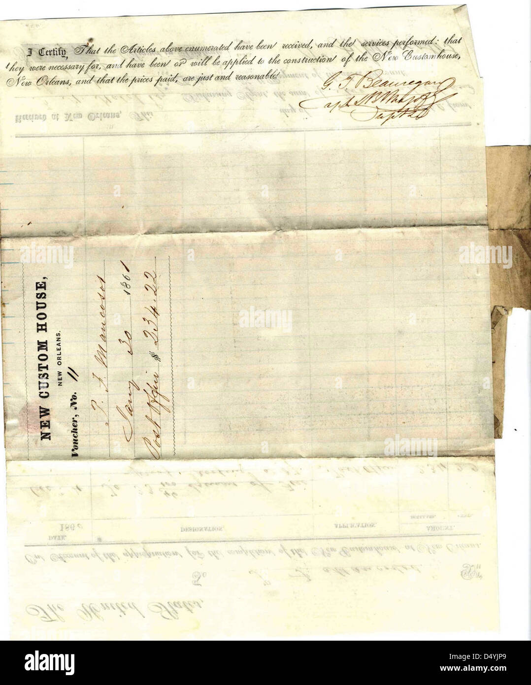 Voucher for Fireproof Roofing on Post Office in the New Orleans Custom