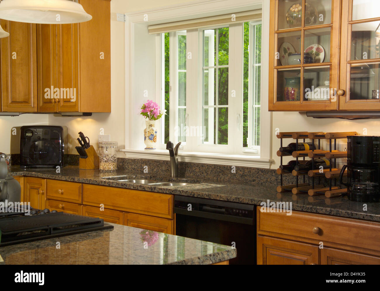 Granite countertop in domestic kitchen Stock Photo