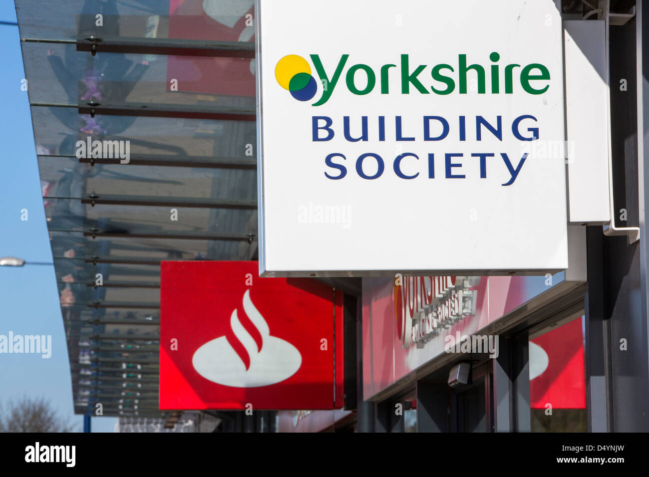 The Yorkshire Building Society and Santander Bank in Bingley, West