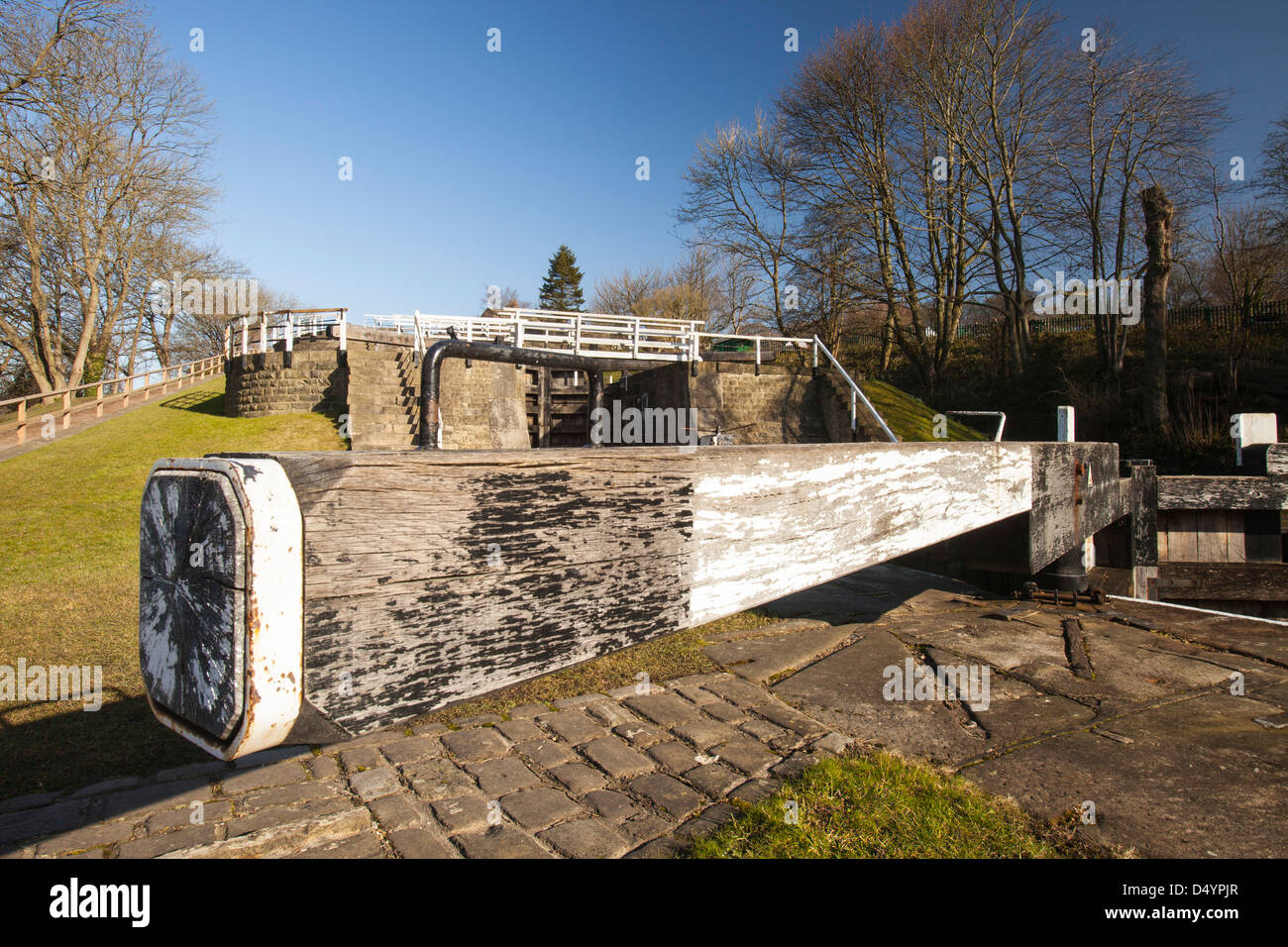 The 5 rise locks on the Leeds Liverpool Canal at Bingley, the steepest