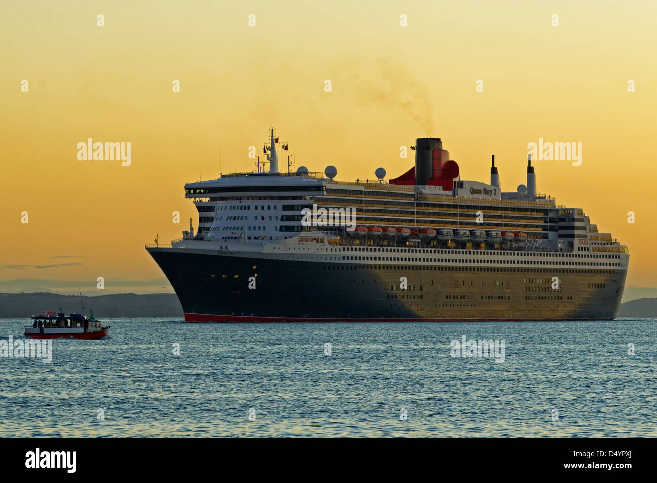 Cunard's flagship liner, Queen Mary 2, arrives in Auckland, New Zealand