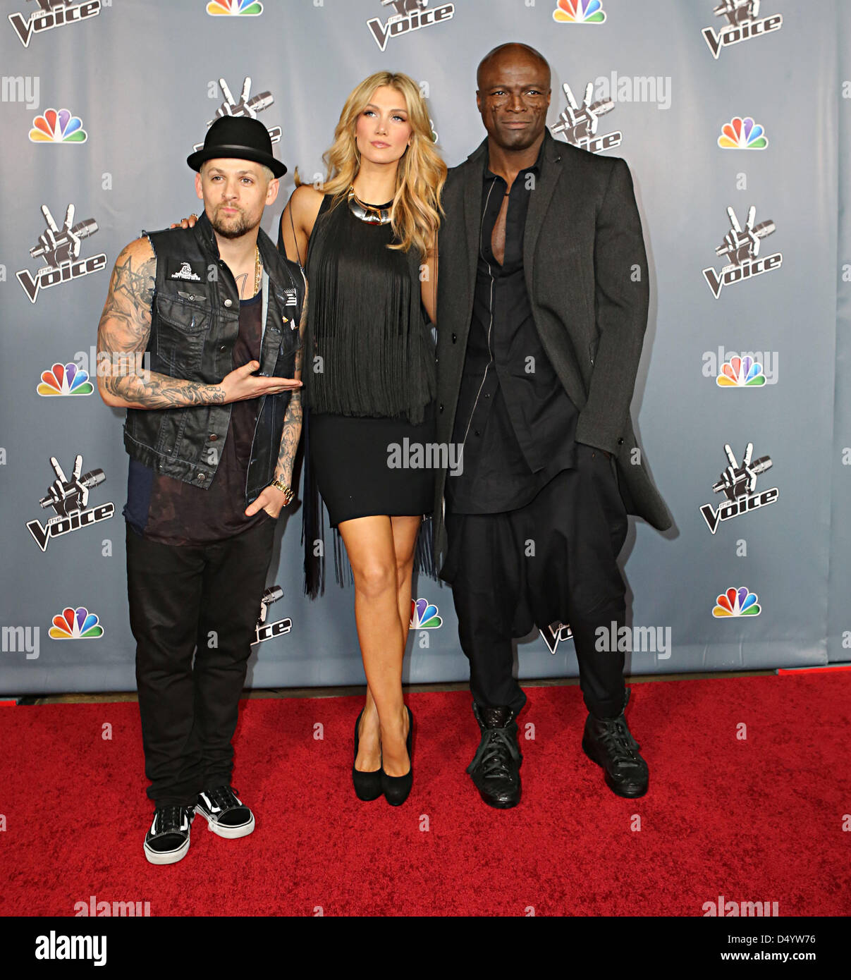 Los Angeles, California, USA. March 20, 2013. JOEL MADDEN DELTA GOODREM AND SEAL attend The Voice Season Four Premiere Credit Image: Credit:  Karen Curley/ZUMAPRESS.com/Alamy Live News Stock Photo
