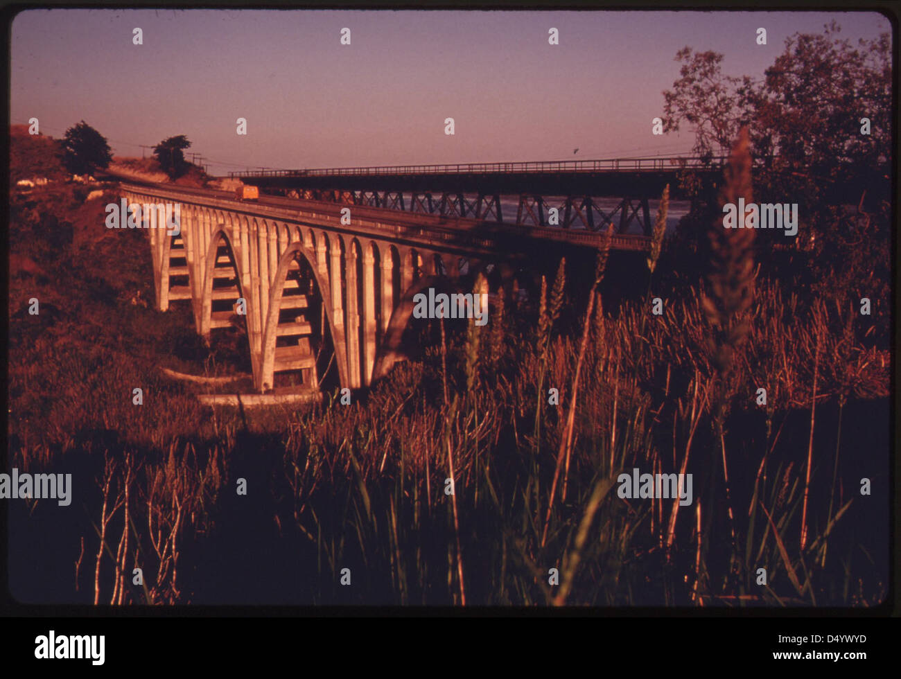 Bridge on highway #101 in Santa Barbara County, California north of Los Angeles, June 1975 Stock Photo