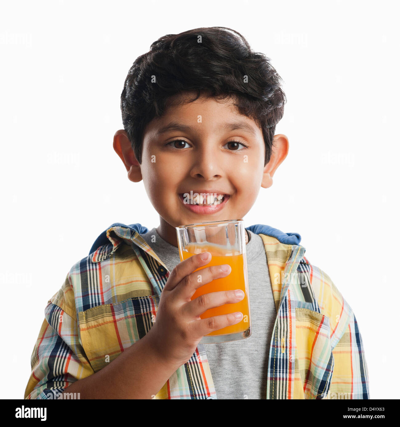 Boy drinking juice Stock Photo Alamy