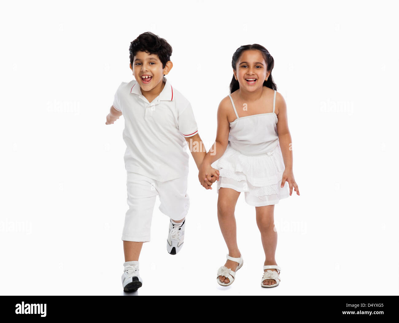 Children holding hands running Cut Out Stock Images & Pictures - Alamy