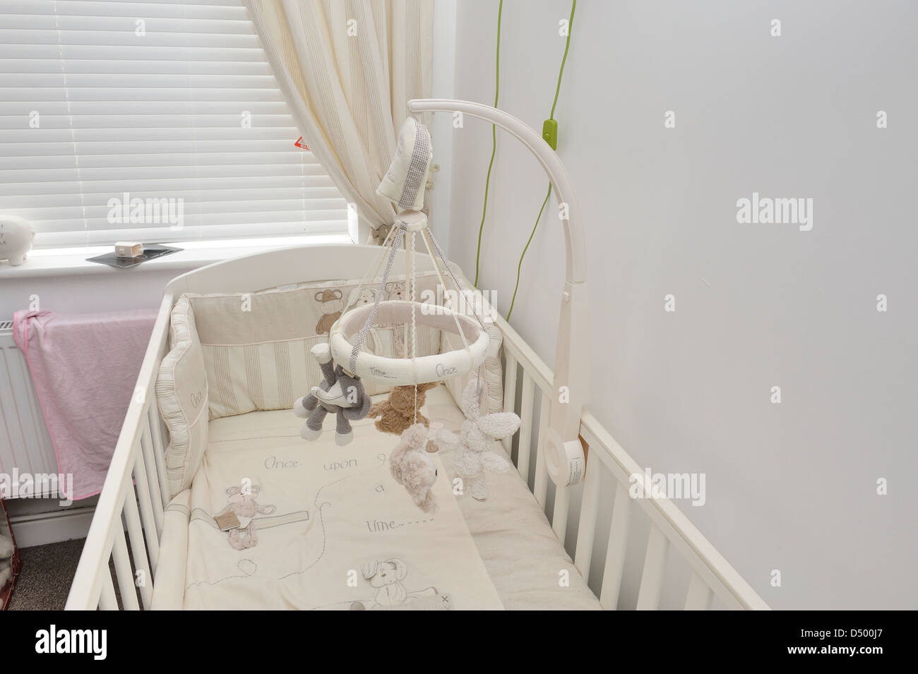Babies Crib With Toy Mobile Stock Photo 54704895 Alamy