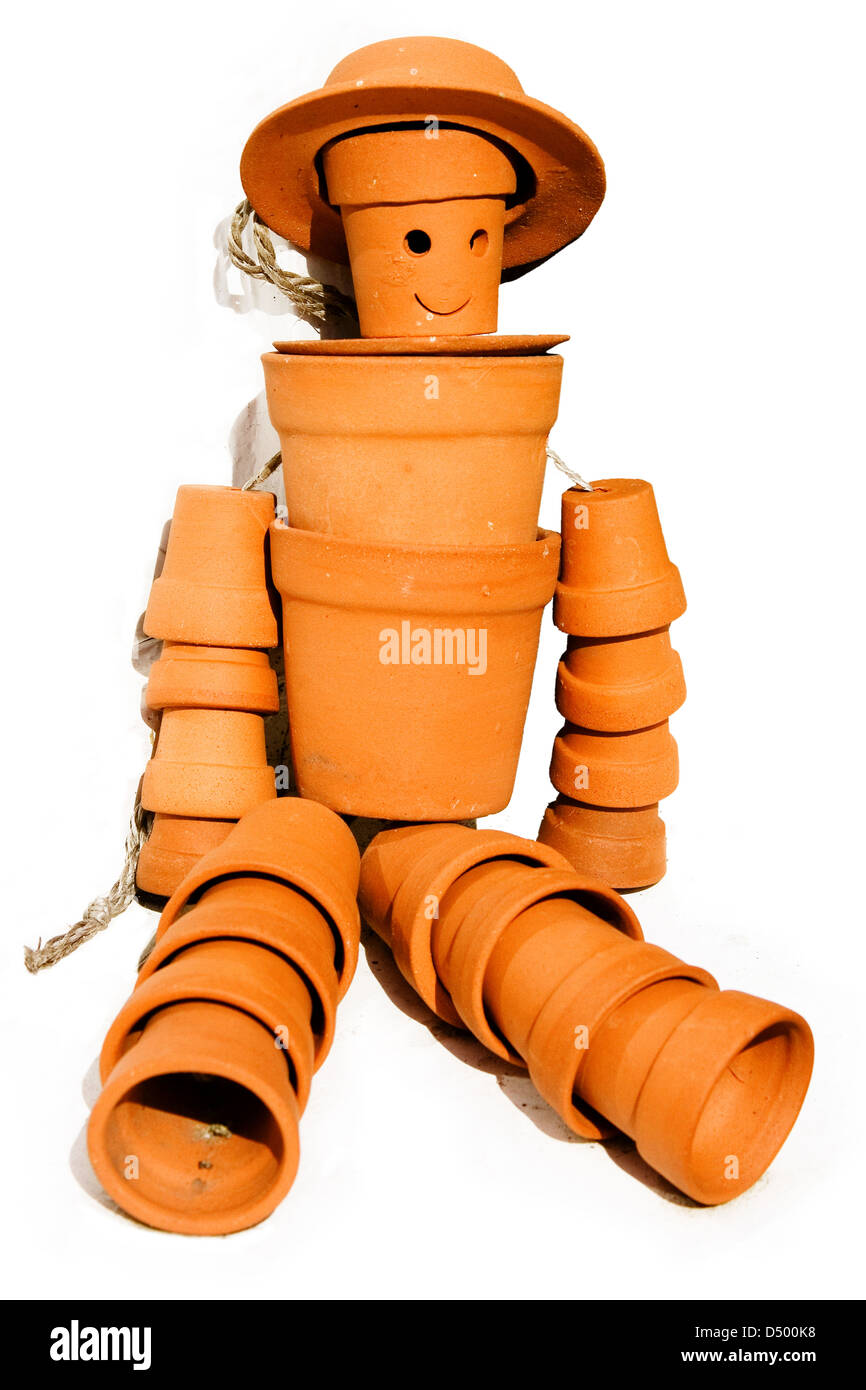 Terracotta flower pot man with clipping path Stock Photo Alamy