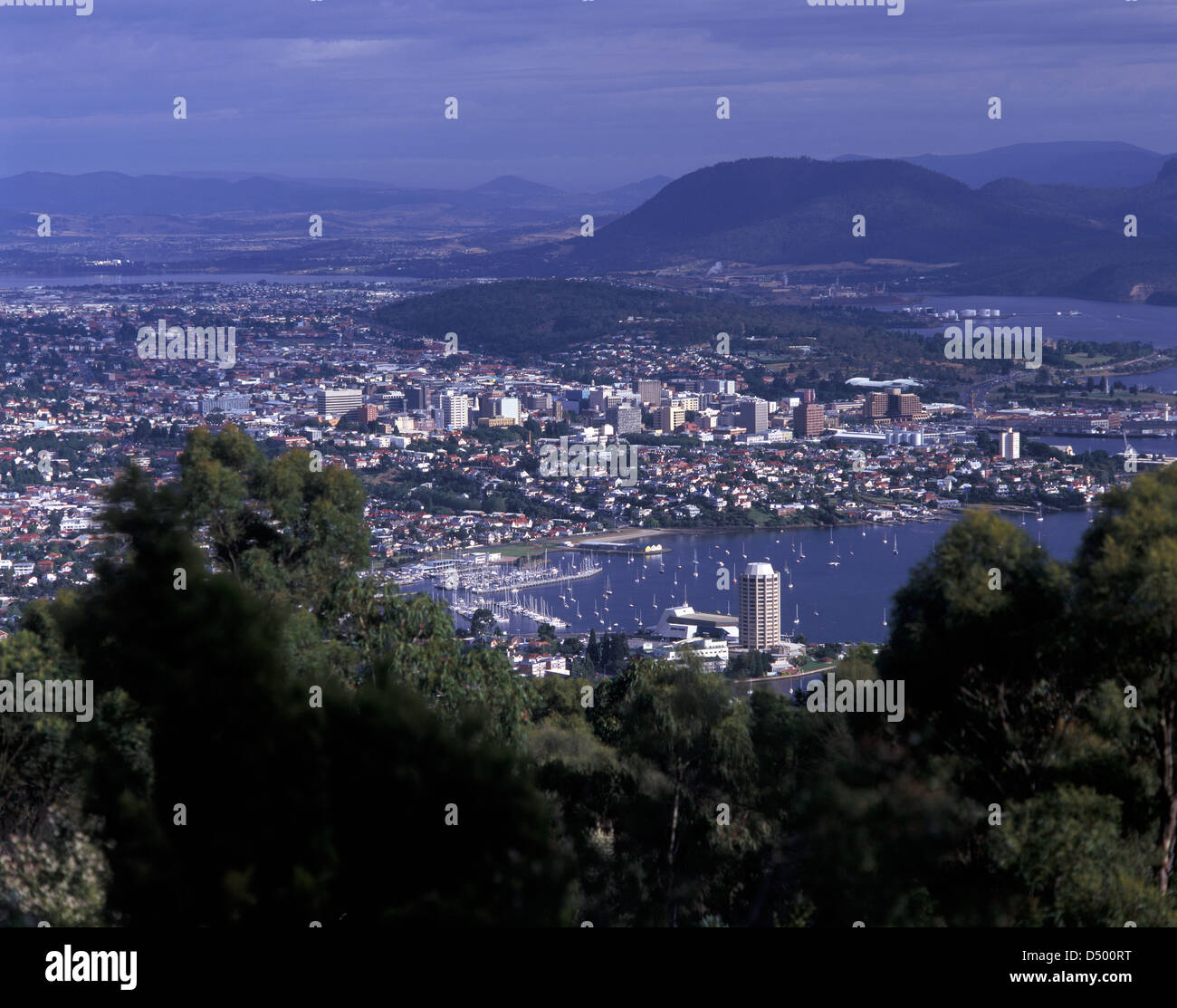 Australia, Tasmania, Hobart, cityscape taken from Mount Nelson Stock