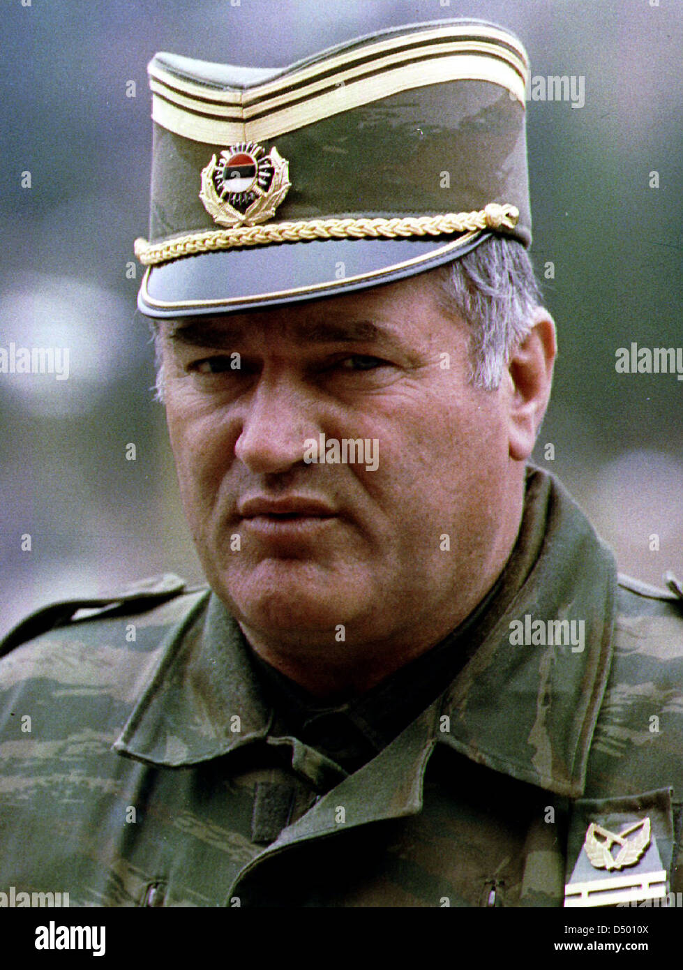 General Ratko Mladic, commander of the Bosnian Serb army, prepares to meet Bosnian Serb political leaders in Pale, Bosnia, on Friday, May 7, 1993. Stock Photo
