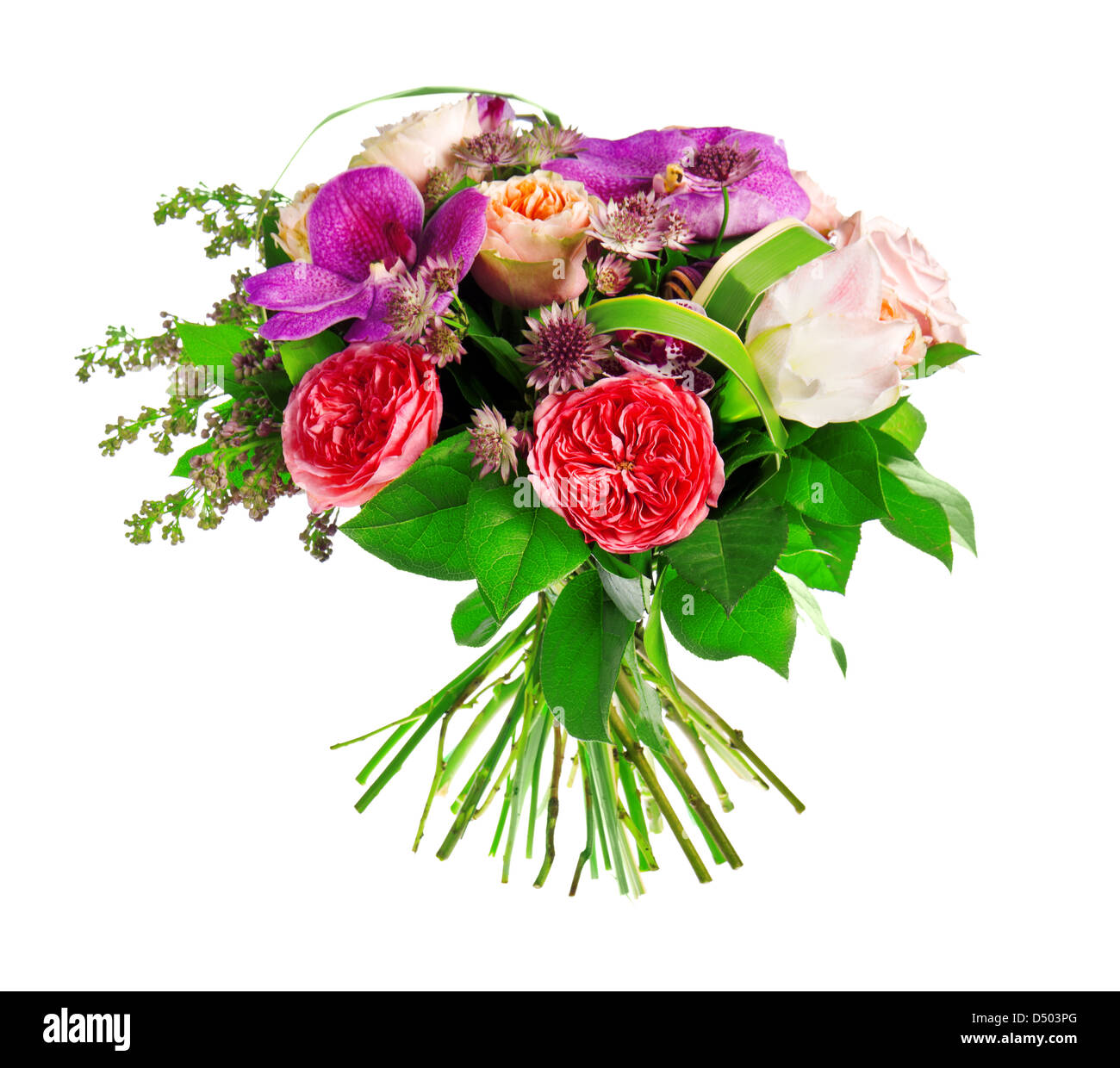 bouquet of rose, paeonia and orchid Stock Photo