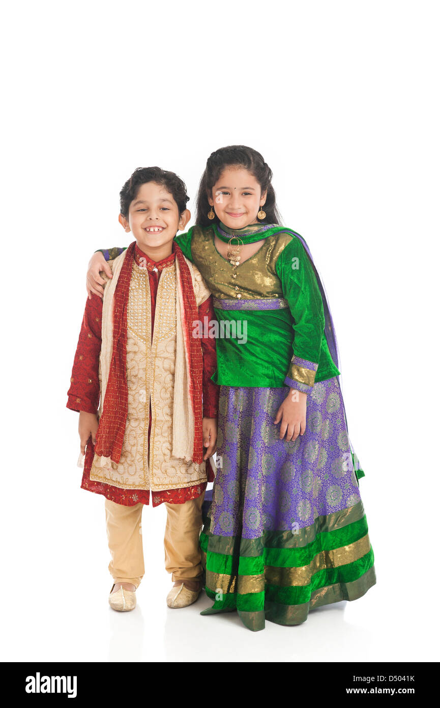 Children smiling on Diwali Stock Photo