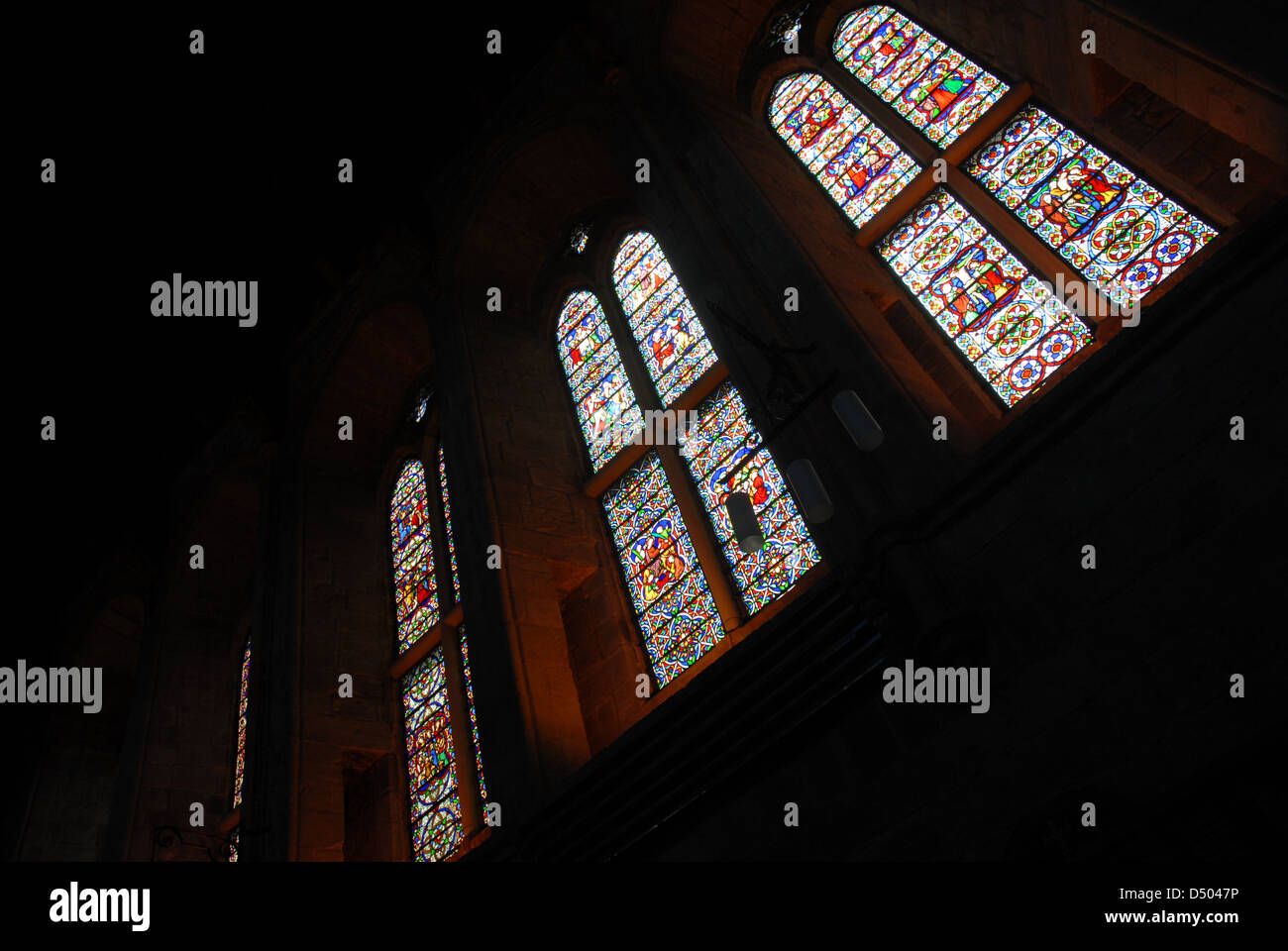 The Six South Windows, Priory Church, Bolton Abbey, Yorkshire, England, UK Stock Photo