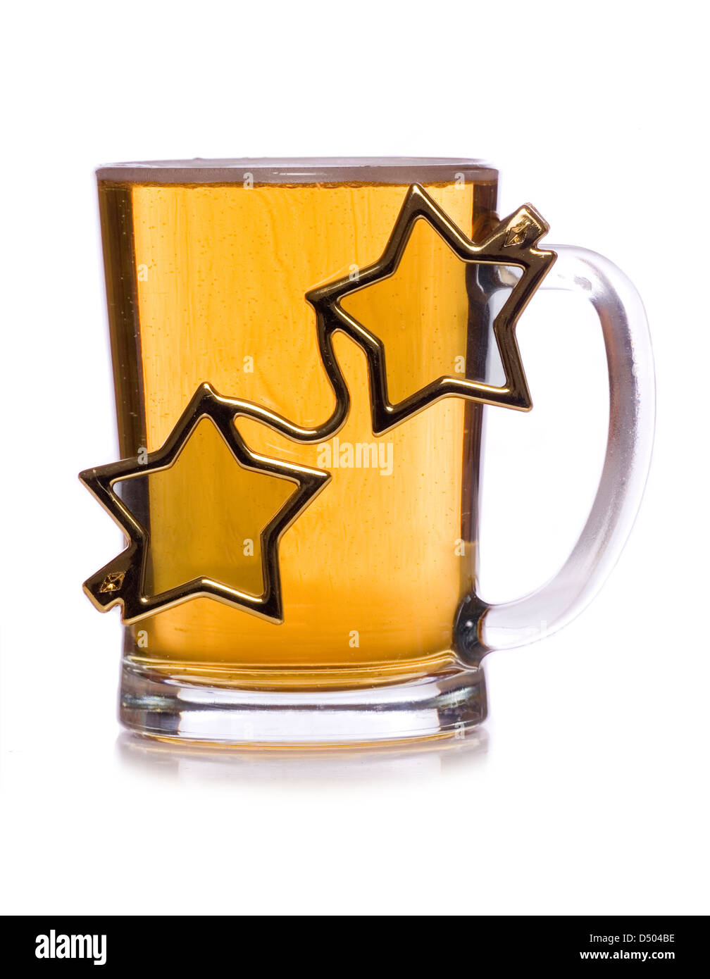 pint of beer with star glasses studio cut out Stock Photo