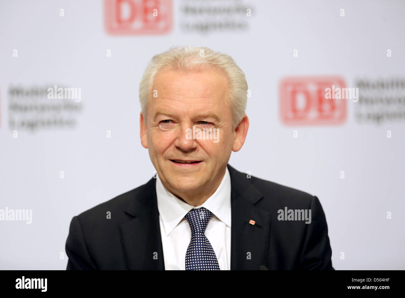 Deutsche Bahn CEO Ruediger Grube speaks at the company's balance press ...