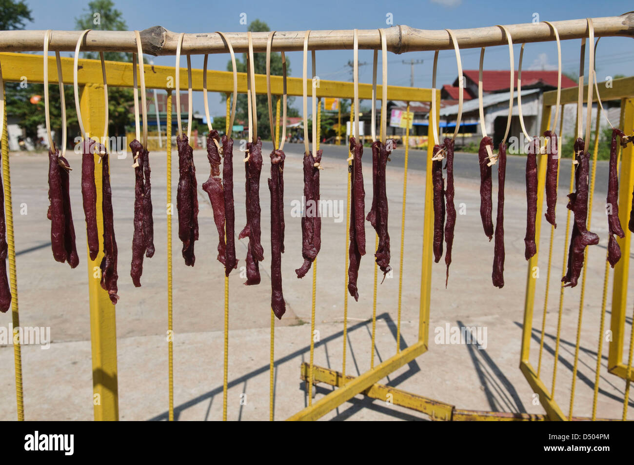 jerky drying in the sun, Luang Prabang, Laos Stock Photo Alamy