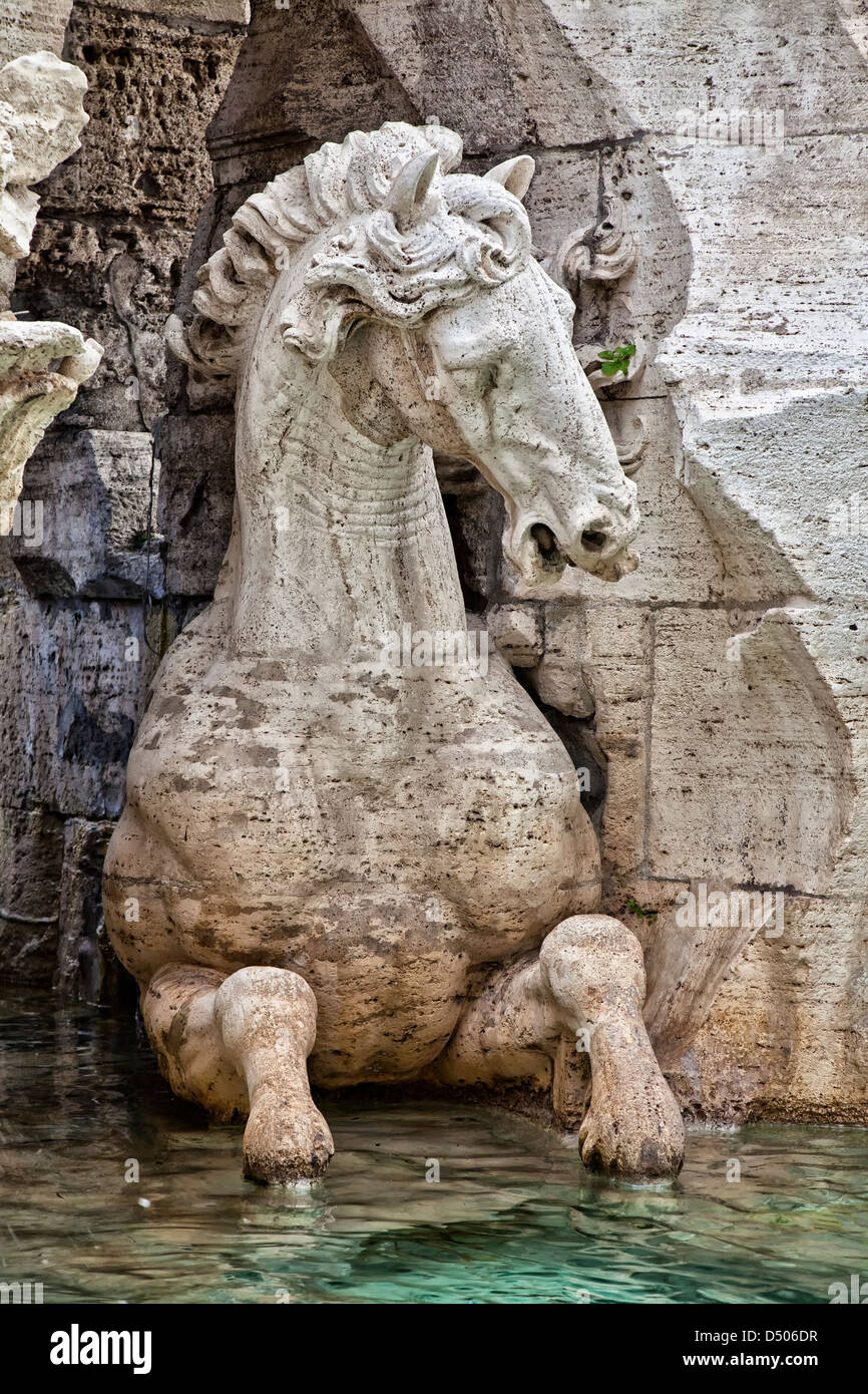 Galloping horse in an historic fountain in Rome, Italy Stock Photo - Alamy