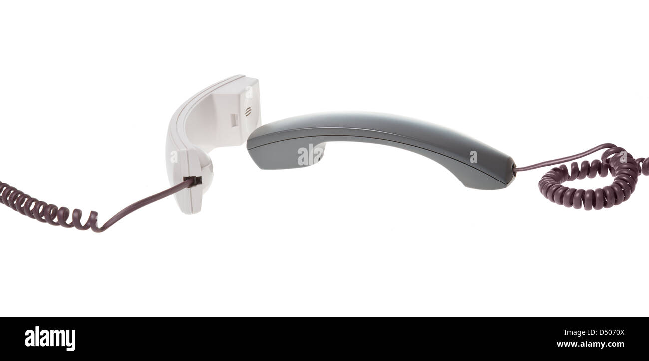 two handsets are talking Stock Photo