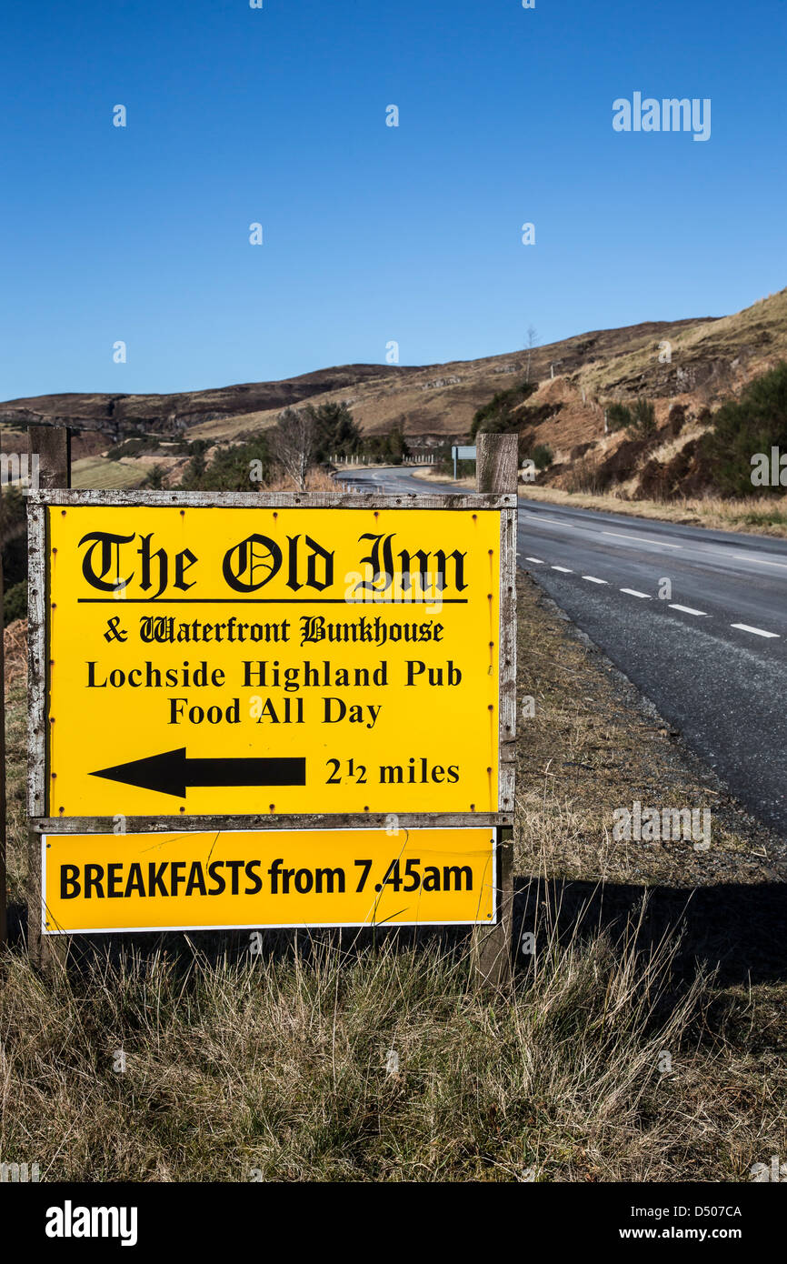 Old Inn sign at Carbost on the Isle of Skye in Scotland. Stock Photo