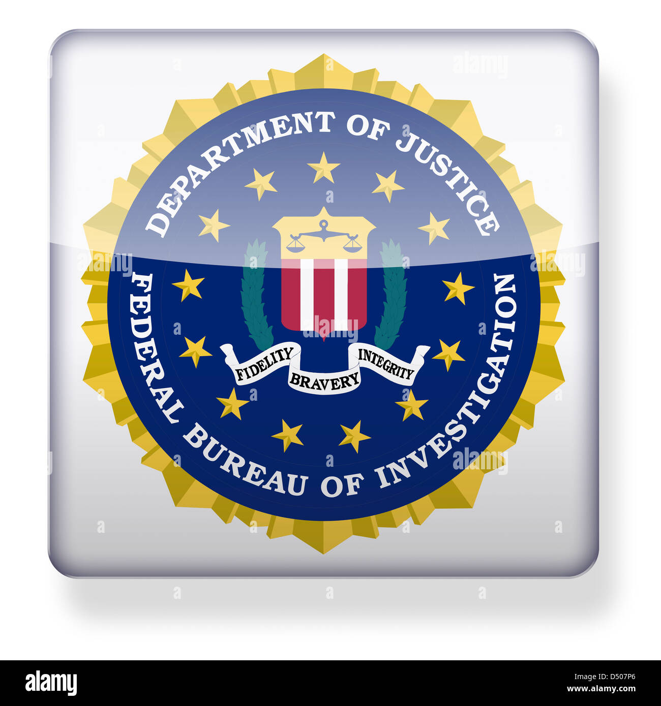 FBI seal as an app icon. Clipping path included. Stock Photo