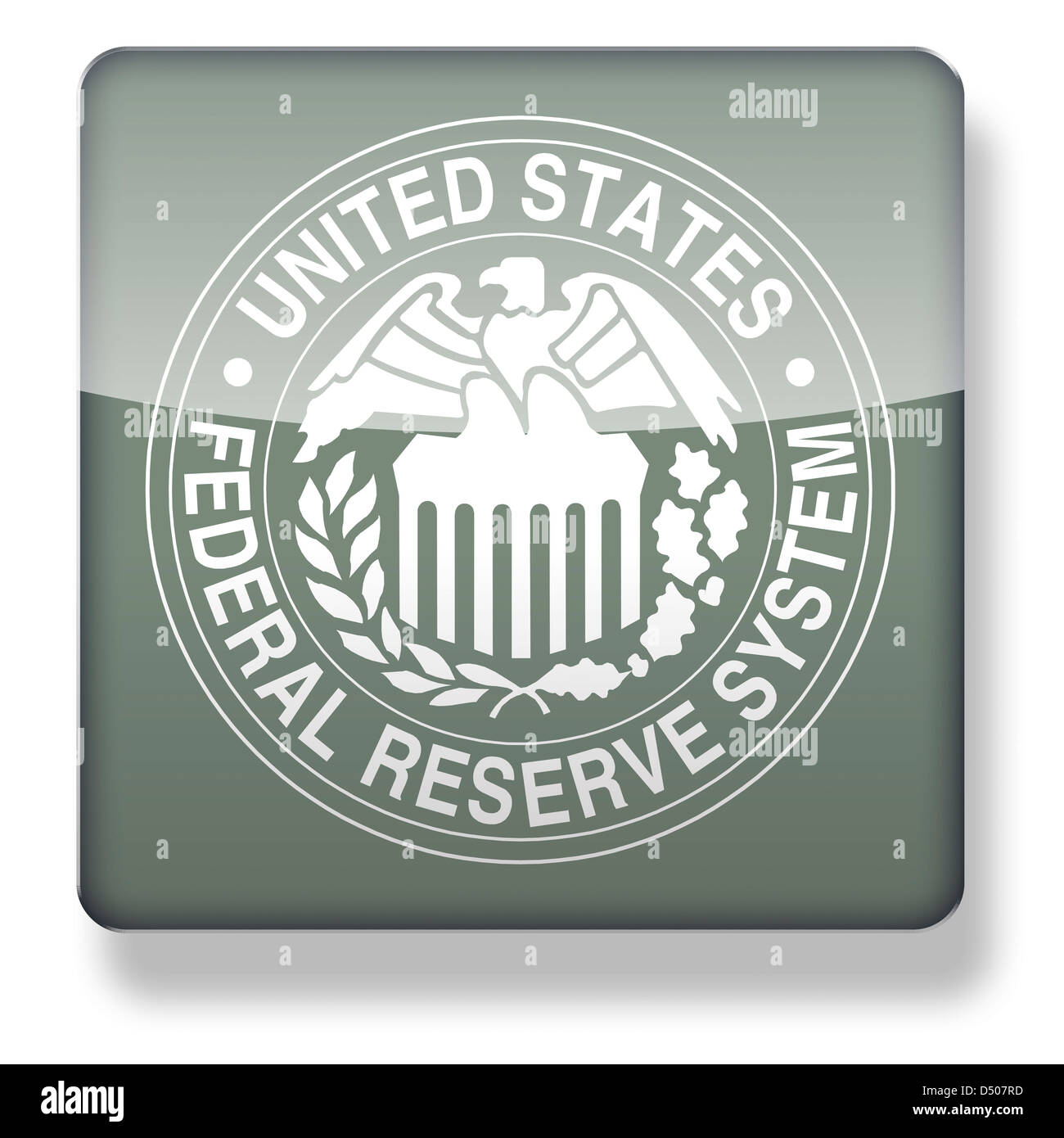 US Federal Reserve System seal as an app icon. Clipping path included. Stock Photo